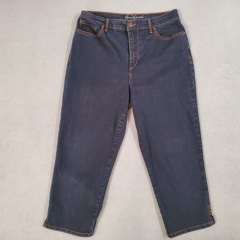 Gloria Vanderbilt Amanda Jeans Women 8 Blue Slim Capri Dark Wash Denim Normcore